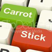Carrot Or Stick Keys Showing Motivation By Incentive Or Pressure