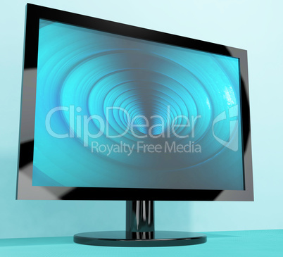 TV Monitor With Blue Vortex Picture Representing High Definition