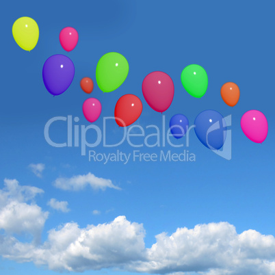 Festive Colorfull Balloons In The Sky For Birthday Or Anniversar