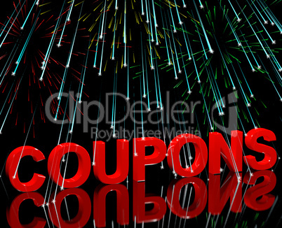 Coupons Word With Fireworks Showing Vouchers For Reductions Or D