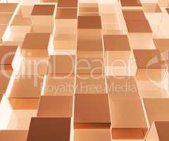 Bright Glowing Brown Glass Background With Artistic Cubes Or Squ