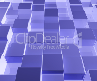Bright Blue Glass Background With Artistic Cubes Or Squares