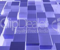 Bright Blue Glass Background With Artistic Cubes Or Squares