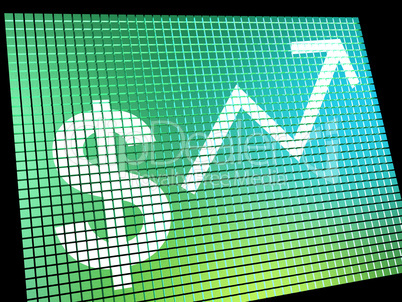 Dollar Sign And Up Arrow Monitor As Symbol For Earnings Or Profi