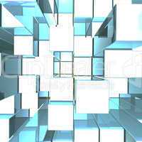 Bright Glowing Blue Metallic Background With Artistic Cubes