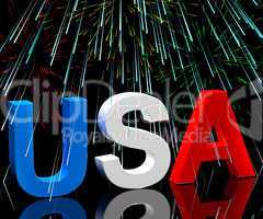 Usa Word And Fireworks As Symbol For America And Patriotism