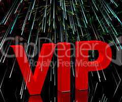 VIP Word With Fireworks Showing Celebrity Or Millionaire Party