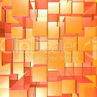 Bright Glowing Red And Orange Background With Artistic Cubes Or