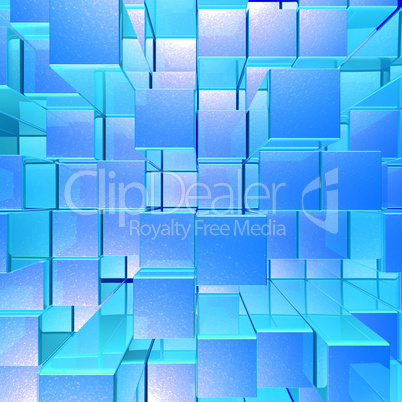 Bright Glowing Blue Opaque Metal Background With Artistic Cubes