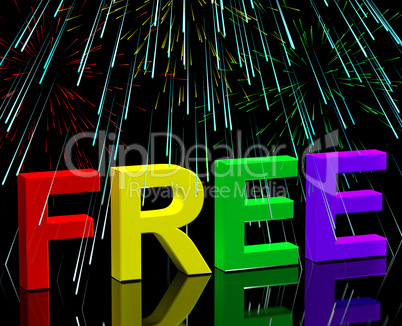 Free Word And Fireworks Showing Freebie and Promo
