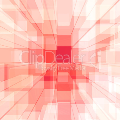 Bright Glowing Pink Glass Background With Artistic Cubes Or Squa