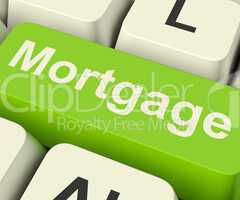 Mortgage Computer Key Showing Online Credit Or Borrowing