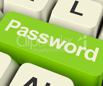 Password Computer Key In Green Showing Permission And Security