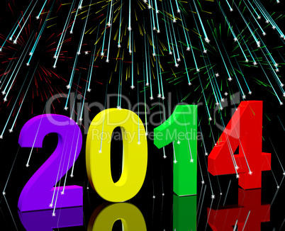 2014 Numbers With Fireworks Representing Year Two Thousand And F