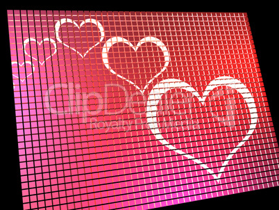Hearts On Computer Display Showing Love And Online Dating