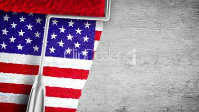 Painting flag on the wall - US