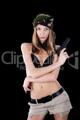 Pretty woman with a gun