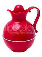 red plastic thermos jug in the form