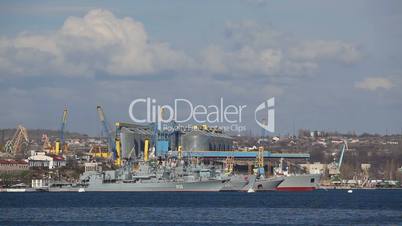 Russian and Ukrainian warships.