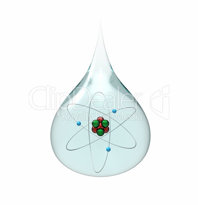 Drop of water with lithium atom