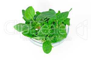 Spinach in glass bowl