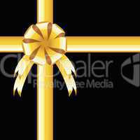 Black background with gold bow, greeting card