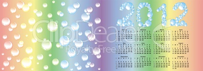 vector calendar 2012  on rainbow bubble background
