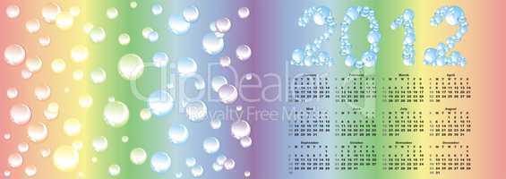 vector calendar 2012  on rainbow bubble background