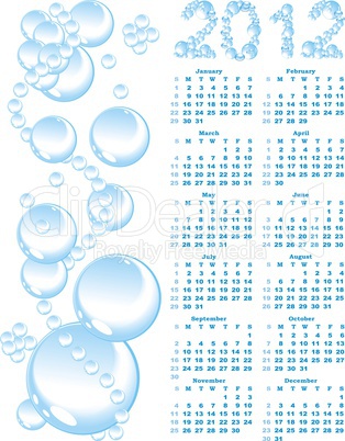 vector calendar 2012  on blue bubble background