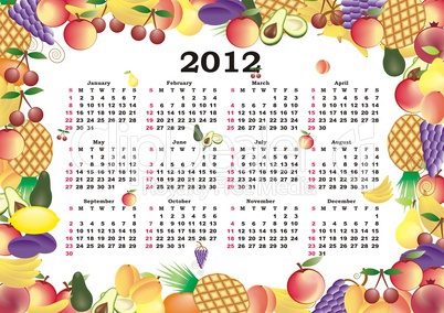 vector calendar 2012 in colorful frame