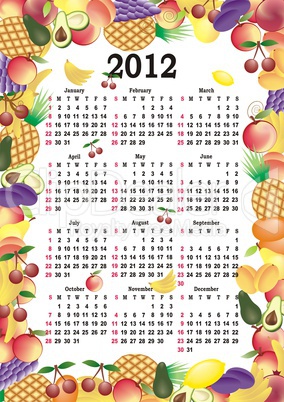 vector calendar 2012 in colorful frame