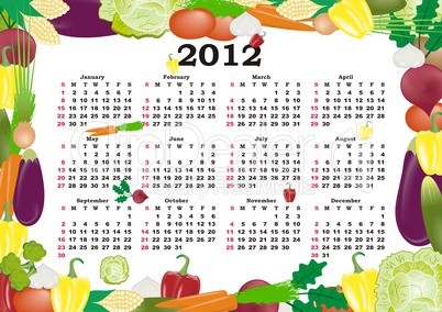 vector calendar 2012 in colorful frame