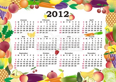 vector calendar 2012 in colorful frame