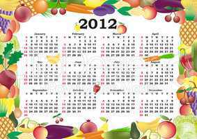 vector calendar 2012 in colorful frame