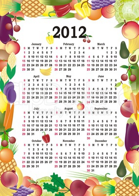 vector calendar 2012 in colorful frame