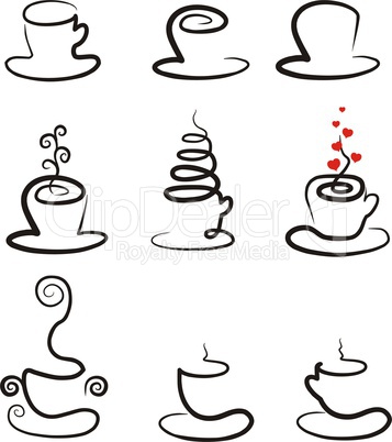 vector set of coffee and tea cups