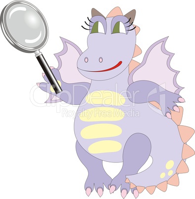 Cartoon dragon with magnifying glass - chinese symbol of 2012