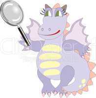 Cartoon dragon with magnifying glass - chinese symbol of 2012