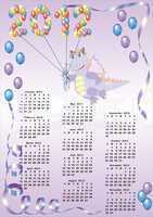 calendar 2012  with cartoon dragon and balloons