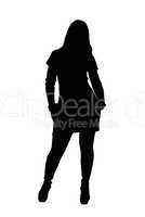 silhouette posing girl isolated on white