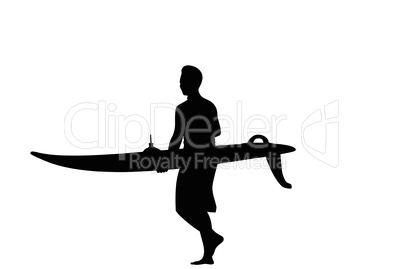 vector black silhouette windsurfer isolated on white