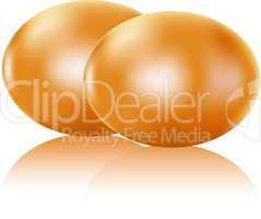 Two painted eggs isolated on white, vector easter symbol