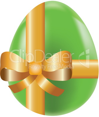 Colored  easter egg  decorated by bow, vector holiday symbol