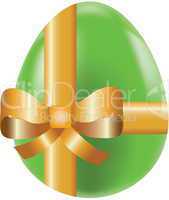 Colored  easter egg  decorated by bow, vector holiday symbol