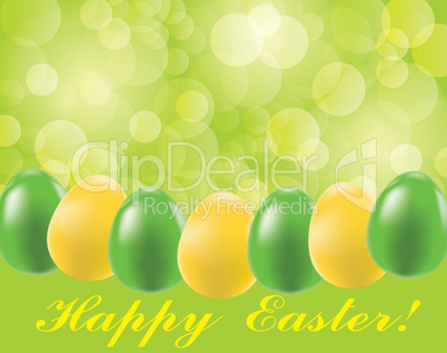 Easter background with eggs and blurry light