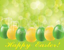 Easter background with eggs and blurry light