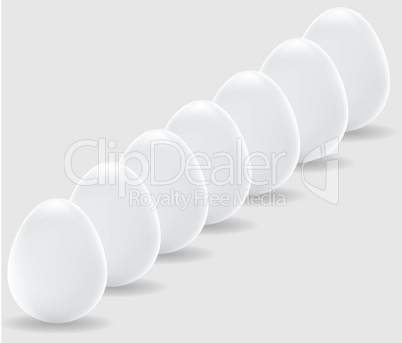 white eggs in row, vector easter symbol