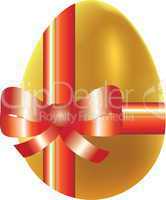 Colored  easter egg  decorated by bow, holiday symbol