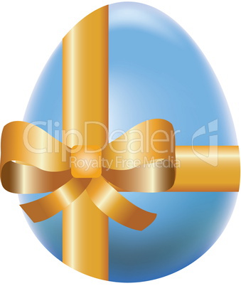 Colored  easter egg  decorated by bow, vector holiday symbol