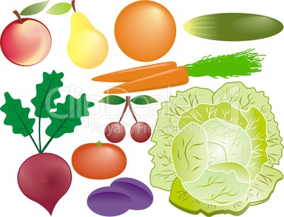 fruits and vegetables set